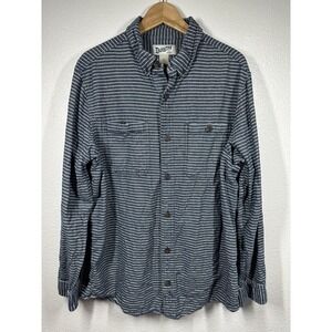 Duluth Trading Co Shirt Mens XL Blue White Stripe Button Down Slim Fit Casual